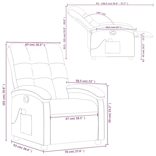 vidaXL Massage Recliner Chair, Adjustable Reclining Armchair for Elderly, Wingback Recliner for Home Theater Cinema, Modern Style, Wine Red Fabric