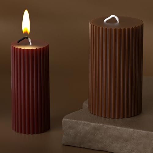 2 Pack Pillar Gear Shape Column Candle Resin Mold - Resin Casting Silicone Molds for Home Decor & Candle Making Wave Spiral Mold