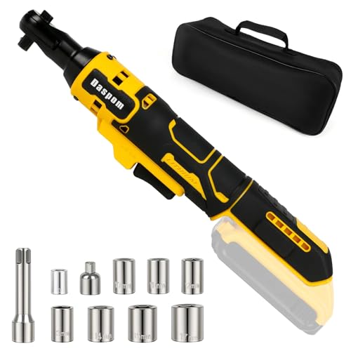 Daspom Cordless Ratchet Wrench 3/8", Electric Ratchet Wrench for DEWALT 20V MAX Battery, 45Ft-Lbs 320RPM with Variable Speed, 3/8" to 1/4" Sealed Head Ratchet, Bare Tool Only Daspom