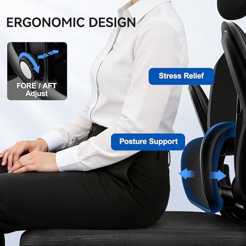 ALLGOD Ergonomic Office Chair, Mesh Desk Chair with Lumbar Support, High Back Home Office Chair with Adjustable Headrest and Flip-Up Arms, Comfortable Computer Chair, Thick Cushion, 300 LBS, Black ALLGOD