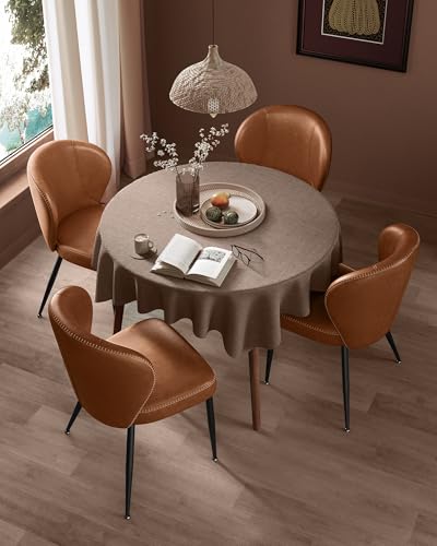 VASAGLE EKHO Collection - Dining Chairs Set of 2, Upholstered Kitchen Chairs, Comfortable Seat, Synthetic Leather with Stitching, Mid-Century Modern, Easy Assembly, Living Room Lounge, Caramel Brown VASAGLE