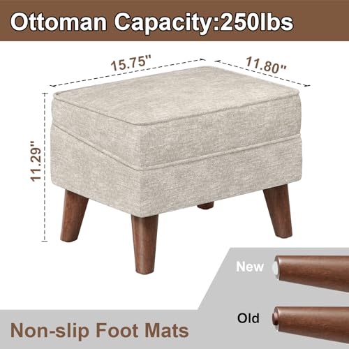 FAGAGA Ottoman Foot Rest, Footstool Ottoman with Adjustable Cover, Modern Foot Stool, Ottoman with Storage for Living Room, Bedroom, Dorm (Beige) FAGAGA