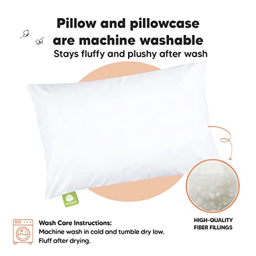 Toddler Pillow with Pillowcase - 13x18 My Little Dreamy Kids Travel Bed Pillows for Sleeping, Organic Cotton Small Pillowcase, Soft & Breathable, Machine Washable, Toddlers 2-5 Years Old (Soft White) KeaBabies