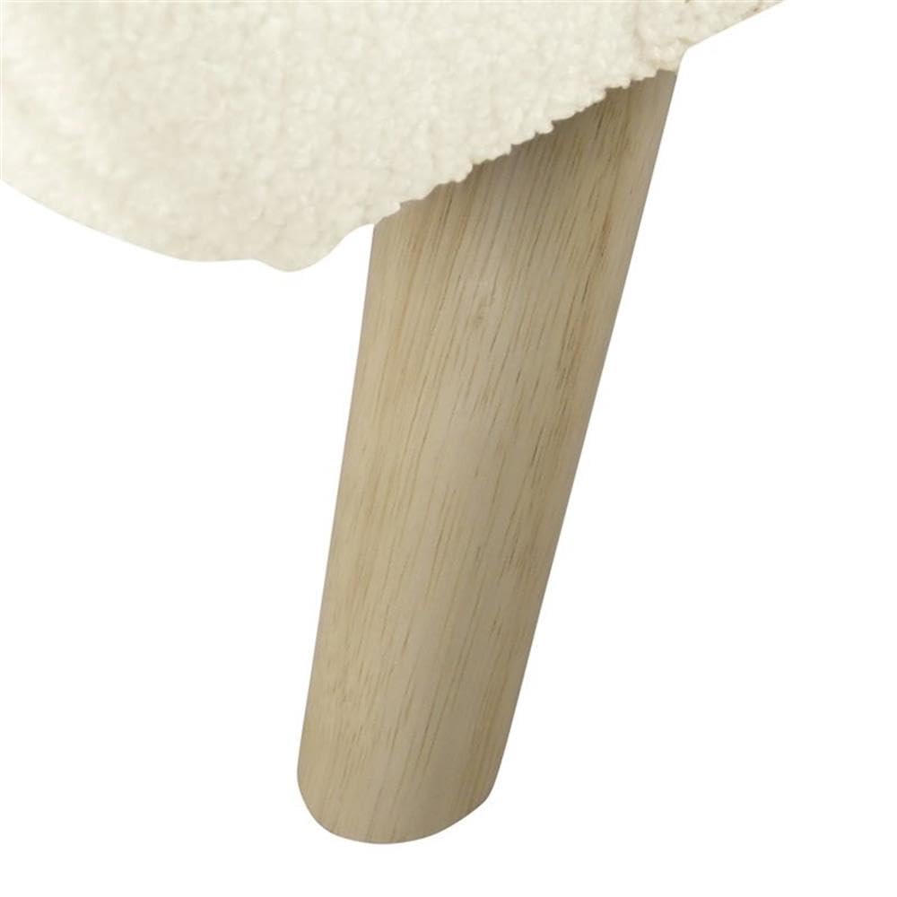 HomePop Modern Storage Bench with Wood Legs Home Décor|Bench with Storage for Living Room & Bedroom - Sherpa Cream HomePop