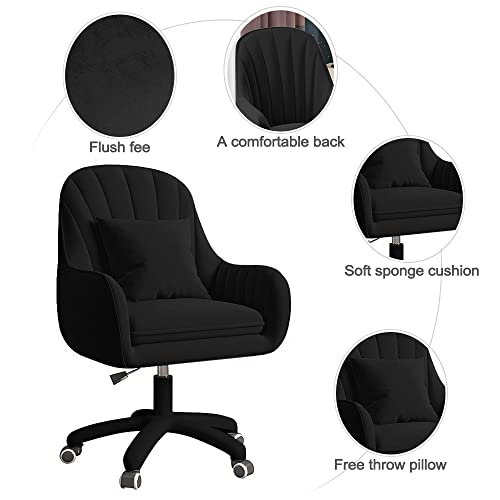 XUEGW Home Office Chair Computer Chair with Mid-Back Upholstered Modern Tufted Computer Task Chair Swivel Height Adjustable Velvet Accent Chair Suitable for Bedroom, Study XUEGW