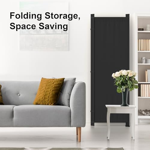 Kecreque Room Divider 4 Panel Partition Room Dividers & Folding Privacy Screens w/ 3 Metal Feet 6FT Portable Wall Doubles as a Dressing Screen Portable Wall for Office Kitchen Children's Room,Black Kecreque