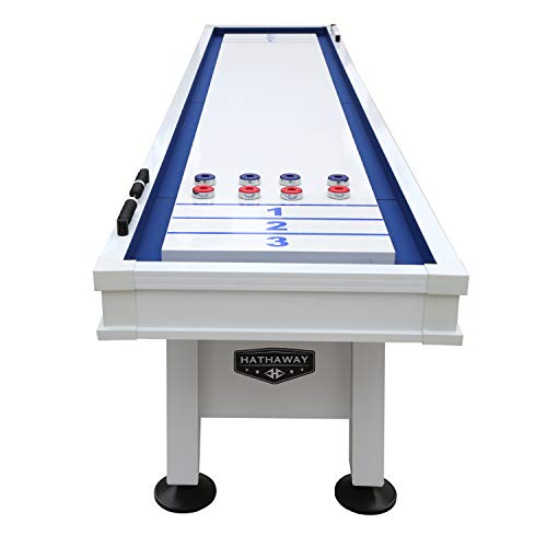 Hathaway Crestline 12-Ft Indoor/Outdoor Shuffleboard Table, Great for Patio, Decks and Family Game Rooms - Designed to Withstand The Elements, White Hathaway