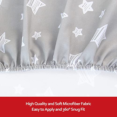 Crib Sheets for Boys or Girls 2 Pack, Fitted Crib Sheet for Standard Size Crib and Toddler Mattresses, Soft and Breathable Material, Grey & White Moonsea