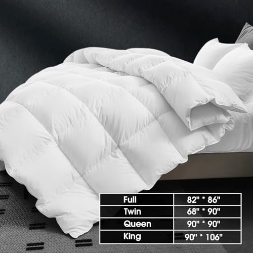 CYMULA Twin Size Feather Down Comforter - All Season White Duvet Insert, Lightweight Box Stitched, Fluffy Breathable, Ultra Soft Quiet Hotel Style with 8 Tabs(68" x 90") CYMULA