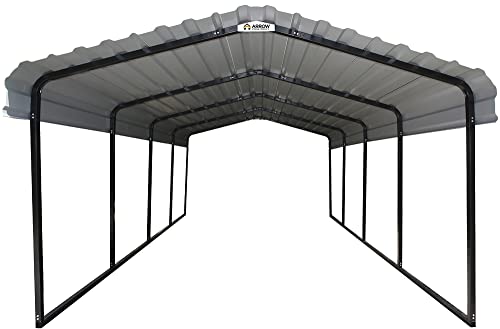 ARROW 12' x 20' x 7' 29-Gauge Carport with Galvanized Steel Roof Panels ARROW