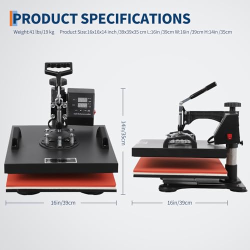 12 in 1 Heat Press Machine 15x15 Pro 30 oz Tumbler Attachment, 360° Swing Away | Industrial Quality Sublimation Press for T-Shirts, Tumblers, Mugs, Hats & Plates GarveeHome