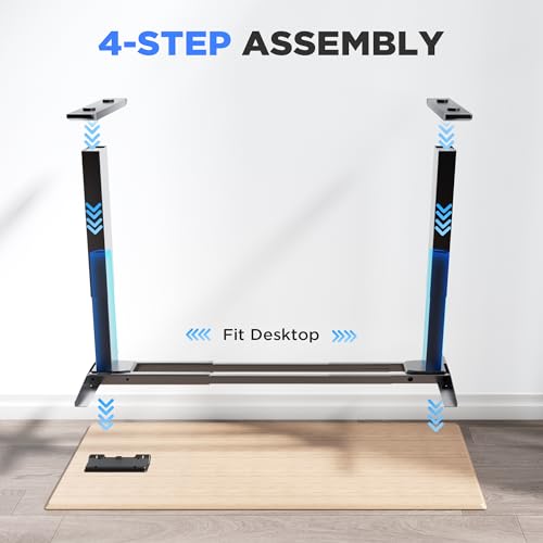 ZTTEN Dual Motor Electric Standing Desk Frame - 300 lbs Heavy Duty, 3 Memory Height Presets - Sit Stand Desk Frame, Computer Height Adjustable Desk Legs & Base for 43.3"–63" Desktop, Black Frame Only ZTTEN