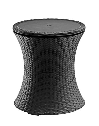 Keter Pacific Cool Bar Outdoor Patio Furniture and Hot Tub Side Table with 7.5 Gallon Beer and Wine Cooler, Dark Grey Keter