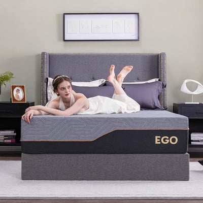 Copper Gel Memory Foam Mattress, 14 Inch Cal King Size Memory Foam Mattress, CertiPUR-US Certified, Bed in a Box, Black