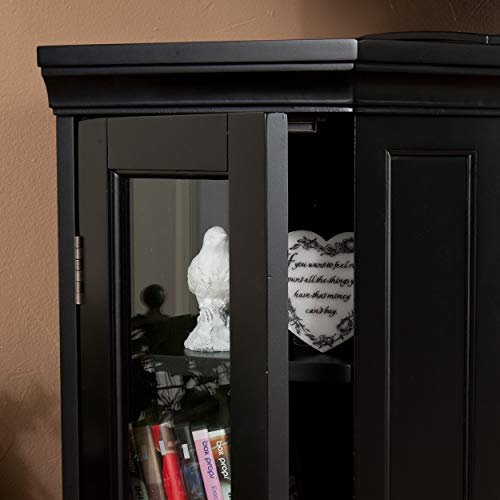 SEI Furniture Claremont Corner Convertible New Electric Fireplace with Storage, Black SEI Furniture