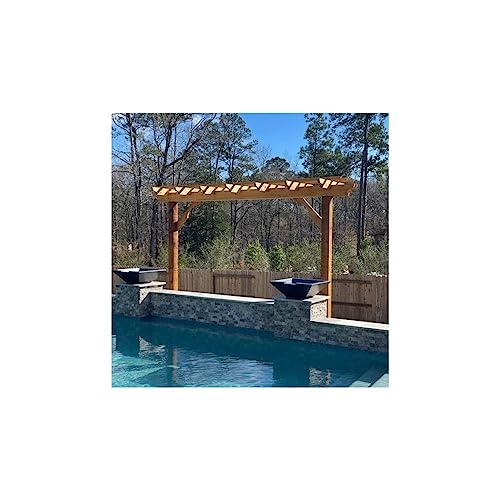 Pergola Depot Brim 16' Cedar Pergola Kit with 12' Posts and End Shape C Pergola Depot