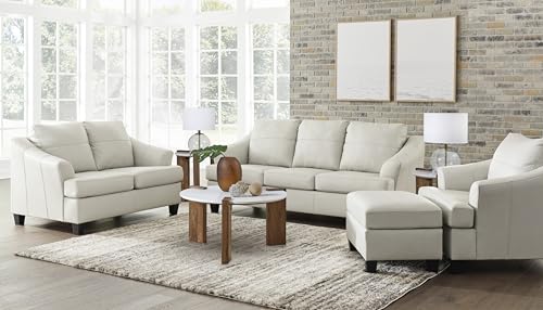 Signature Design by Ashley Genoa Modern Leather Match Loveseat, White Signature Design by Ashley