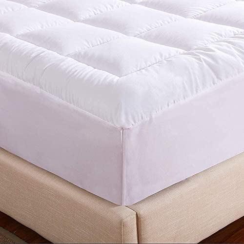 WhatsBedding Cotton Waterproof Mattress Pad Queen Size Top Down Alternative Filling Pillowtop Mattress Topper Cover-Fitted Quilted (Mattress Pad Queen) WhatsBedding