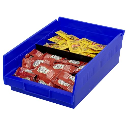 Akro-Mils 30150 Plastic Shelf Bins, Heavy Duty Storage Bins for Garage, Closet, and Drawer Organization, 12-Inch x 6-1/2-Inch x 4-Inch, Blue, 12-Pack Akro-Mils
