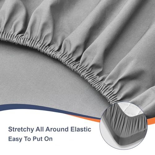 Fitted Sheet Twin Size - 16 inch Deep Pocket Bed Sheet - Soft Prewashed Brushed Microfiber - Breathable, Fade Resistant, Easy Care, 1 Twin Fitted Sheet Only (Dark Grey,39"x75") Ranunculus