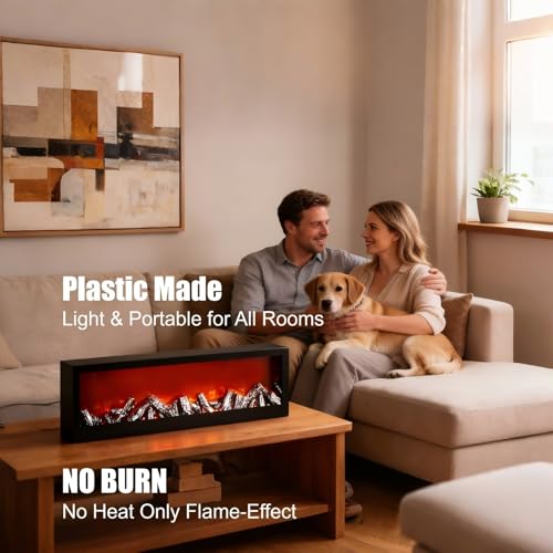 steladomus Faux LED Fireplace with Electric Fireplace Logs, ONLY Light NO Heat decorativa chimenea para sala, Portable Artificial Fire Place USB/Battery Operated, Fake Flame Effect Decor steladomus