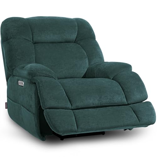 EONIX Dual Motor Zero Gravity Power Recliner Chair, 400lbs Lay Flat Recliner Sofa Chair, Independent Adjustable Footrest and Backrest, Cozy Padding and Cushion, SXXY007032, Forest Green