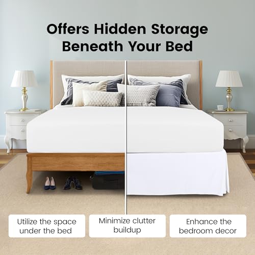 Utopia Bedding Full Bed Skirt - Soft Quadruple Pleated Ruffle - Easy Fit with 16 Inch Tailored Drop - Hotel Quality, Shrinkage and Fade Resistant (Full, White) Utopia Bedding