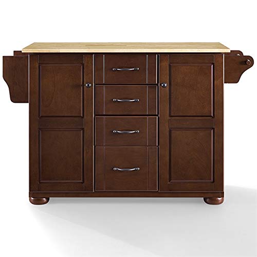 Pemberly Row Modern Natural Wood Top Kitchen Island in Mahogany Pemberly Row