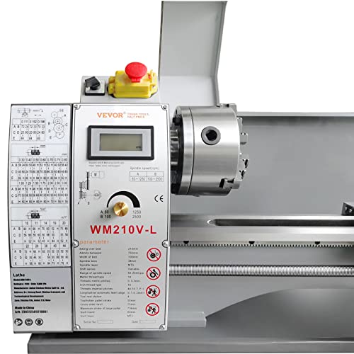 VEVOR Metal Lathe, 8.3'' x 29.5' Benchtop Metal Lathe 0-2500 RPM Continuously Variable Speed 750W Brushless Motor Metal Gears with LCD Display Metal Lathe Machine VEVOR