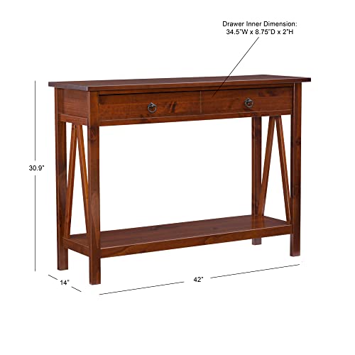 Linon Home Dcor Console Table, 42.01"w x 13.98"d x 30.71"h, Antique Tobacco Linon