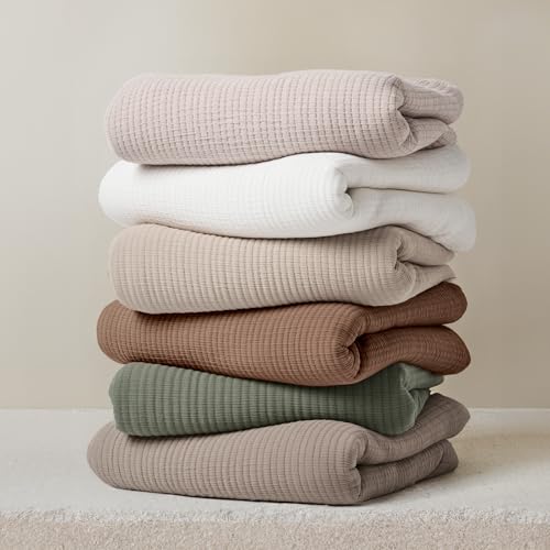 EVERGRACEHOME Cotton Gauze King Bedspread, Ultra Soft Prewashed Pick Stitch Matelassé Coverlet, Lightweight Textured Oversized King Quilt Bedding Set for All Season, with 2 Shams, Mocha Brown EVERGRACEHOME