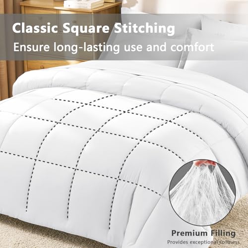 CozyLux Full Size Comforter Sets White - 7 Pieces Bed in a Bag Full, Oeko-Tex Certified Bed Set, All Season Soft Bedding Set with Down Alternative Comforter, Sheets, Pillowcases & Pillow Shams CozyLux