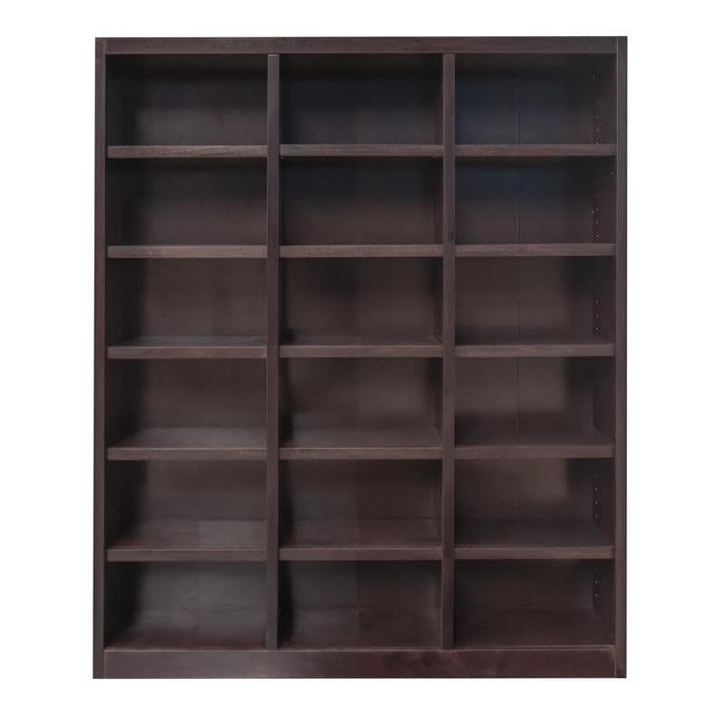 Home Square 84" Triple Wide Wood Bookcase in Chocolate - Set of 2 Home Square