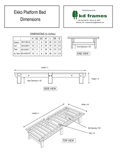 KD Frames Ekko Platform Bed - Twin Bed Frame - Unfinished Wood Bed Frame - Natural, Minimalist Bed - Floating Bed Design - Easy Assembly, No Box Spring Needed - Solid Wood Twin Platform Bed KD Frames