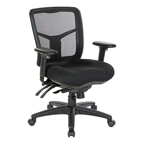 Office Star ProGrid Breathable Mesh Manager's Office Chair with Adjustable Seat Height, Multi-Function Tilt Control and Seat Slider, Mid Back, Coal FreeFlex Fabric Office Star Products