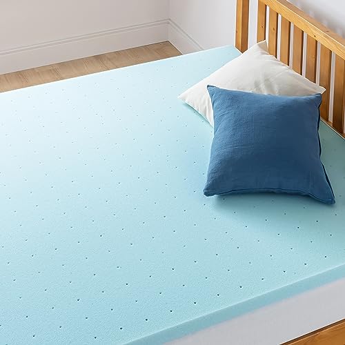 Best Price Mattress 1.5 Inch Ventilated Memory Foam Mattress Topper, Cooling Gel Infusion, CertiPUR-US Certified, Twin, Dorm Essentials, Blue Best Price Mattress