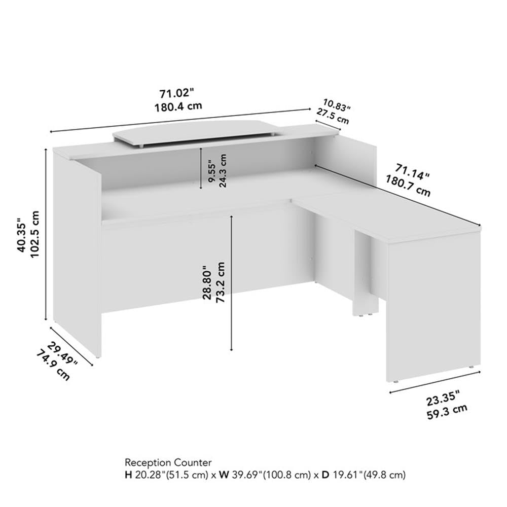 Bush Business Furniture Arrive 72W x 72D L Shaped Reception Desk with Counter in Storm Gray, Modern Receptionist Station for Office Waiting Room Bush Furniture