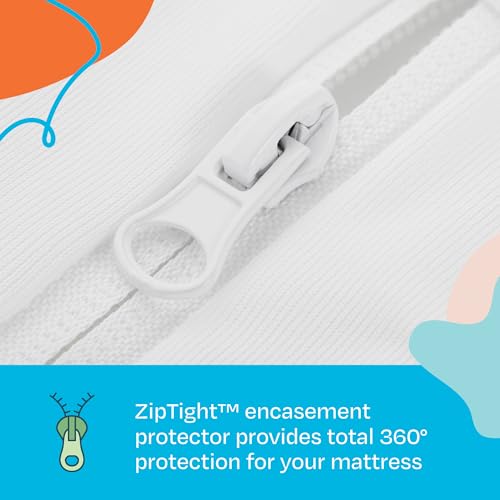 Linenspa Zippered Mattress Encasement – Full Size Waterproof Mattress Protector – Quiet Cover & Complete protection – Dorm Room Essentials, White Linenspa
