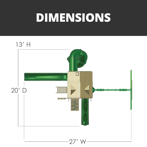 Gorilla Playsets 01-0031-AP Great Skye II Wood Swing Set with Wood Roof, 3 Slides, and Rock Wall, Brown Gorilla Playsets