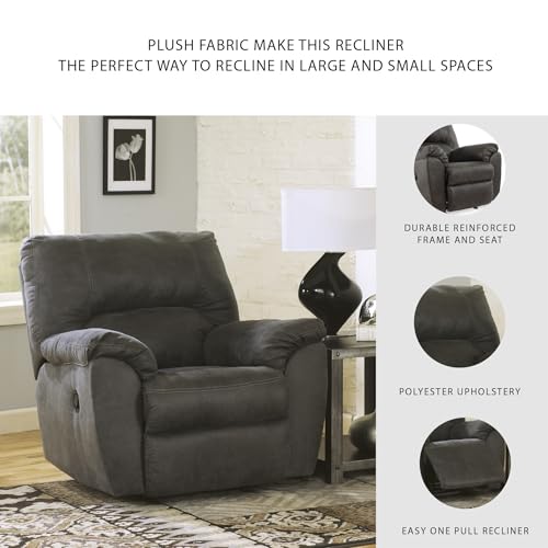 Signature Design by Ashley Tambo Faux Leather Manual Rocker Recliner, Gray Signature Design by Ashley