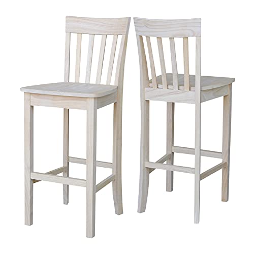 International Concepts Slat Back Stool, 30-Inch SH, Unfinished IC International Concepts
