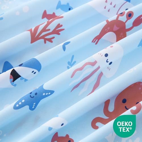 ChicView Full Sheet Set Kids,4 Pieces Breathable Soft Microfiber Bedsheets for Child Boys Girls, Anti Pilling Deep Pockets Easy Care Bed Sheets, Ocean Animals ChicView