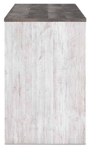 Signature Design by Ashley Shawburn 3-Drawer Home Office Desk, 54" W x 19" D x 29" H, White & Gray Signature Design by Ashley