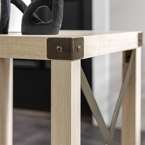 Walker Edison Sedalia Modern Farmhouse Metal X Side Table, 18 Inch, White Oak Walker Edison