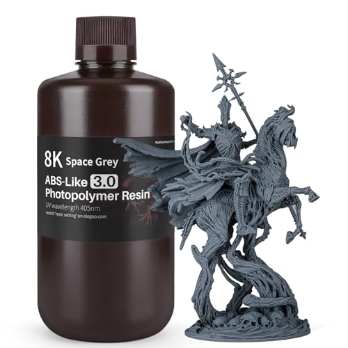 ELEGOO Upgraded ABS-Like 3D Printer 8k Resin 3.0, 405nm UV-Curing LCD Resin High Precision Fast Curing Non-Brittle Photopolymer Resin for LCD Printing Space Grey 1KG ELEGOO