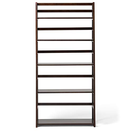 SIMPLIHOME Acadian SOLID WOOD 30 Inch Transitional Ladder Shelf Bookcase in Brunette Brown, For the Living Room, Study Room and Office SIMPLIHOME