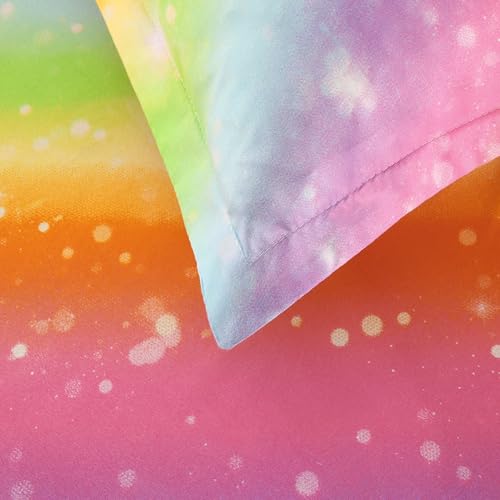 IngeCrafts Rainbow Galaxy Sheet Set Twin Size, 4-Piece Bedding with Glitter Star Ombre Design - Ultra-Soft Microfiber for Kids, Girls, Teens (Pink Color, Twin) IngeCrafts