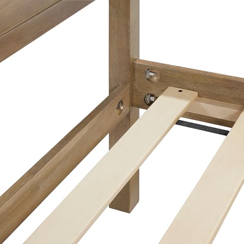 Christopher Knight Home Gana Classic Canopy Bed Frame King Size, 4 Poster King Size Bed Frame and Headboard, Wooden Slat Support, King Bed Frame No Box Spring Needed, Antique Natural