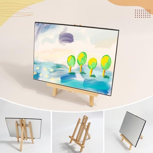 DOMMARE 11 in Painting Easel Stand Wood Tabletop Easels for Canvases, Art, Crafts, Small Wooden Table Top Paint Tripod Station for Kids Adults, Portable Display Photo Picture Sign Holder(2 Pack) DOMMARE