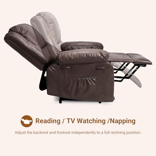 FinerFurnis Power Lift Recliner Chair with Heat and Massage, Faux PU Upholstery, Electric Lift Function for Elderly and Mobility Impaired, Adjustable Back and Leg Support, Heavy Duty Design FinerFurnis